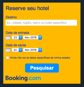 Caixa de pesquisa do Booking.