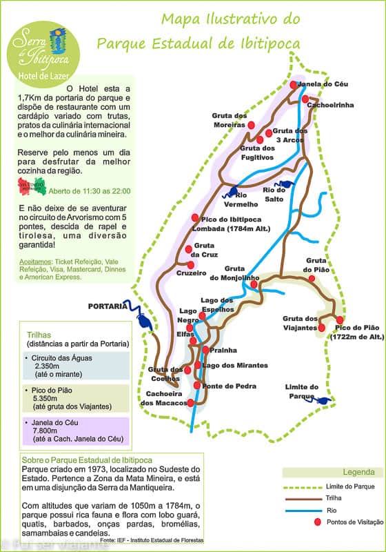 Mapa das trilhas de Ibitipoca. Parque Estadual do Ibitipoca, Minas Gerais