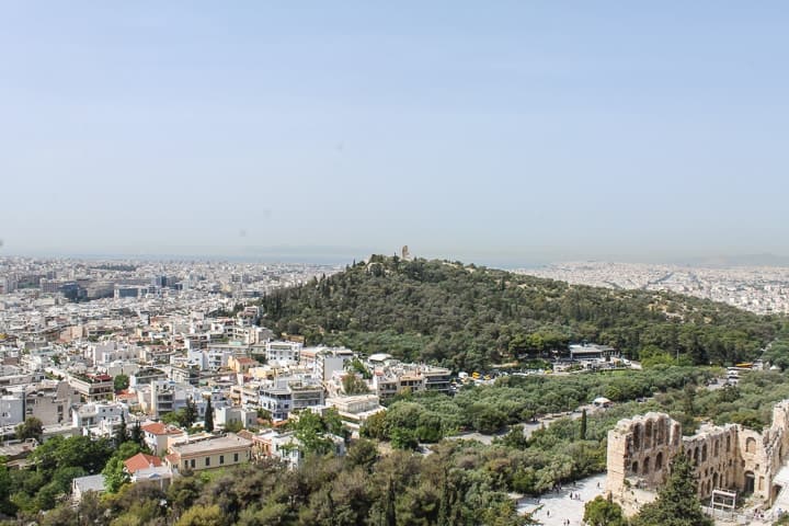 Acrópole de Atenas - vista desde o Odeão de Herodes Ático