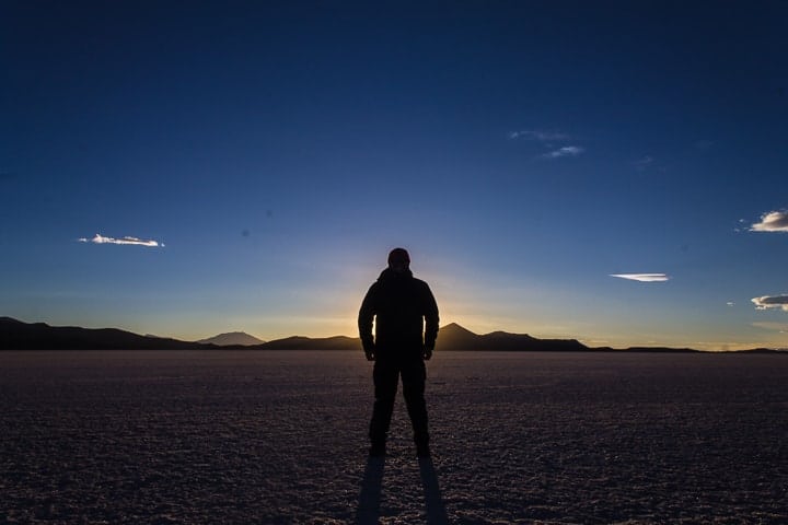 Por do sol no deserto de Sal - primeiro dia de tour no Salar de Uyuni