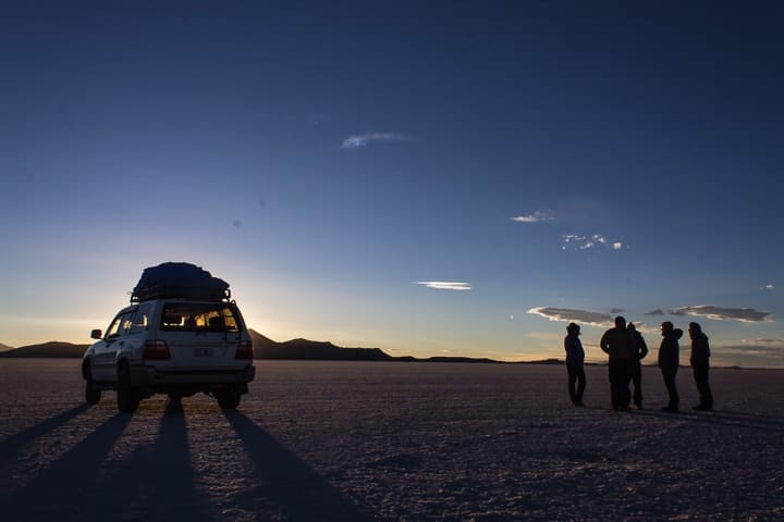 Por do sol no deserto de Sal - primeiro dia de tour no Salar de Uyuni