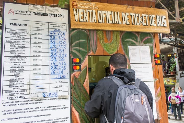 Venda de bilhetes de ônibus Águas Calientes para Machu Picchu