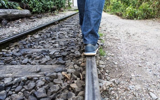 Trilhos do trem em Águas Calientes