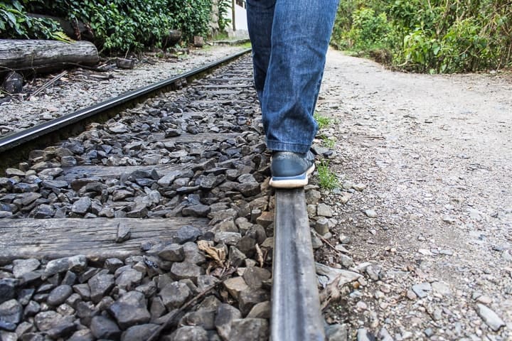 Trilhos do trem em Águas Calientes