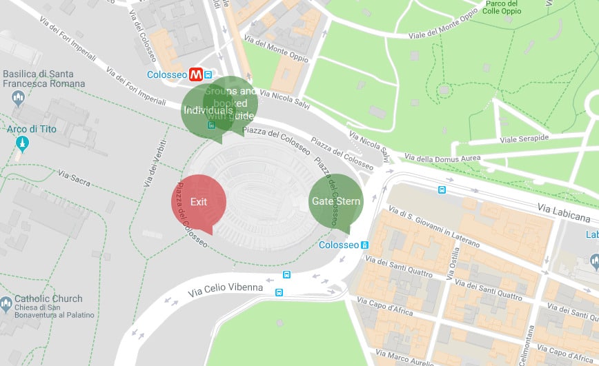 Mapa de entradas do Coliseu de Roma