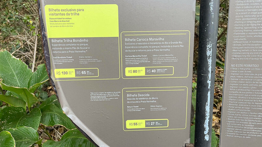 Ingressos bondinho exclusivo para trilha Morro da Urca