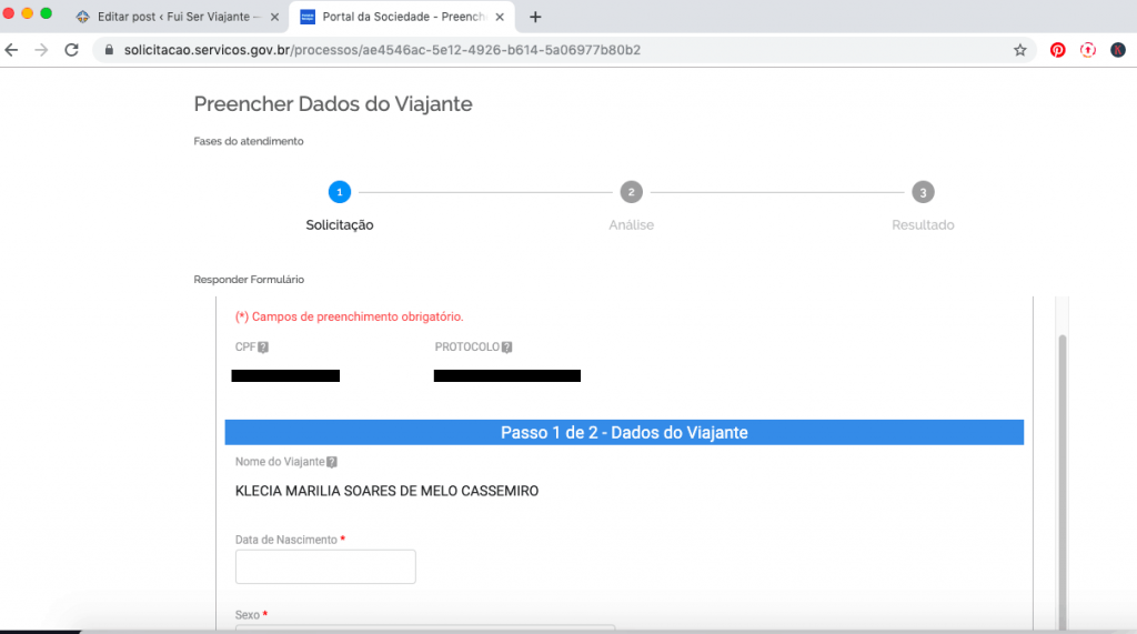 Cadastro para solicitar CIVP online