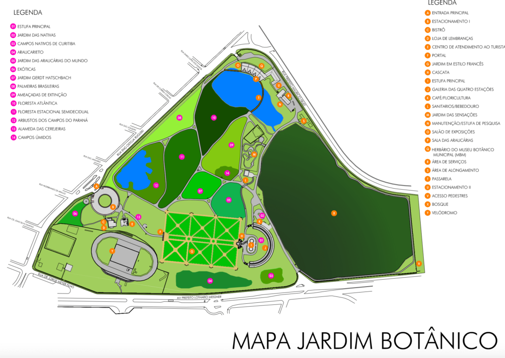 Mapa do Jardim Botânico de Curitiba