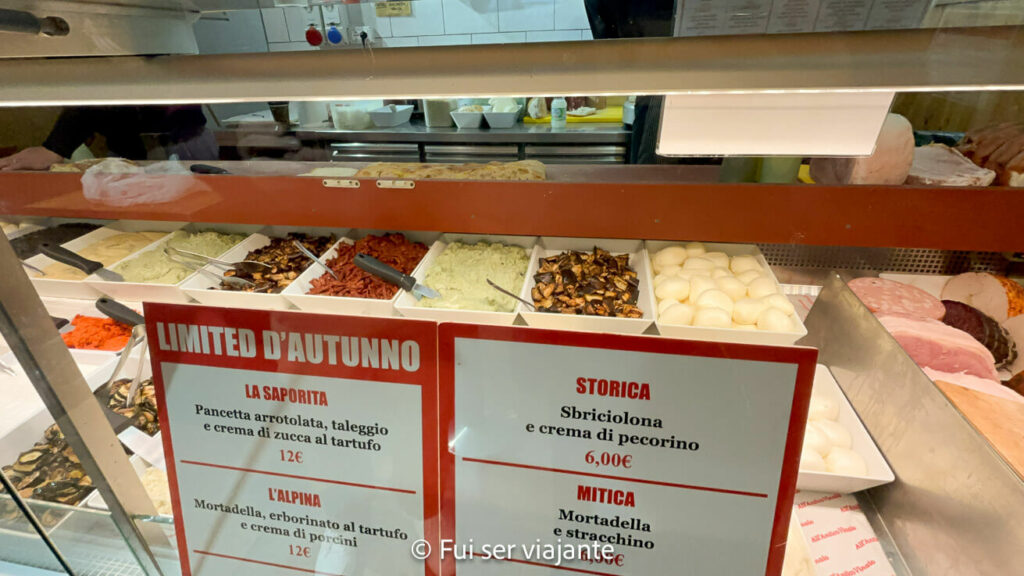 Ingredientes dos sanduíches do All'Antico Vinaio