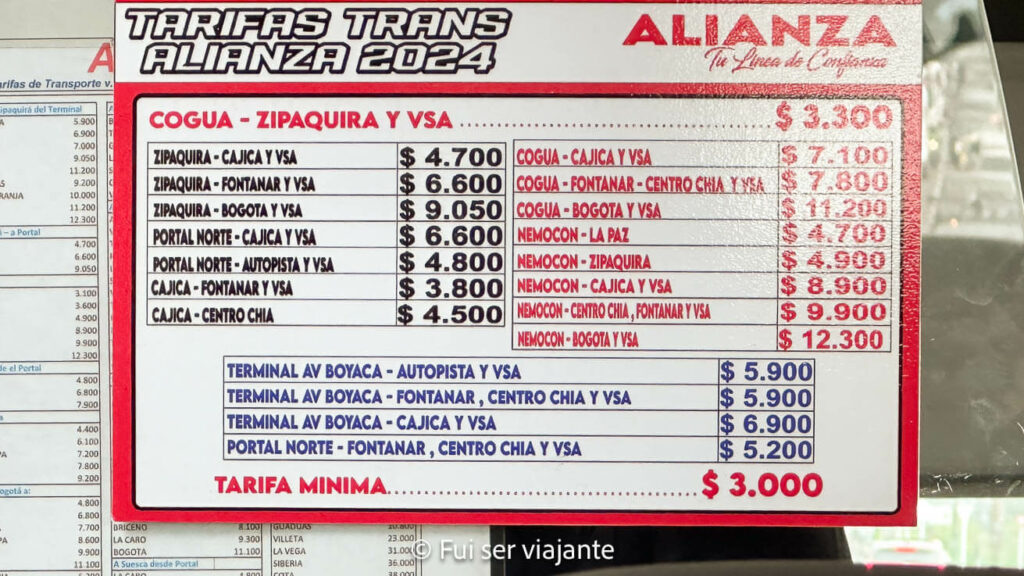 ônibus para a Catedral de Sal de Zipaquirá