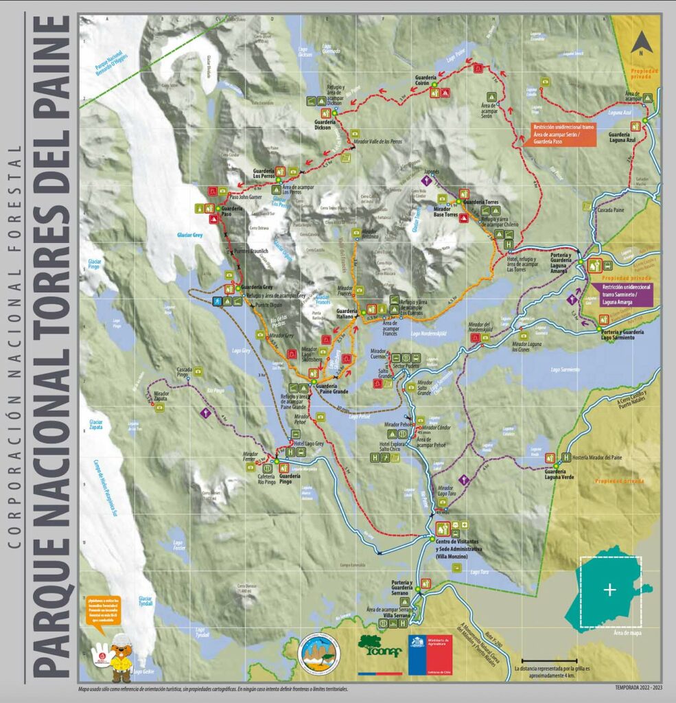 Mapa Torres del Paine