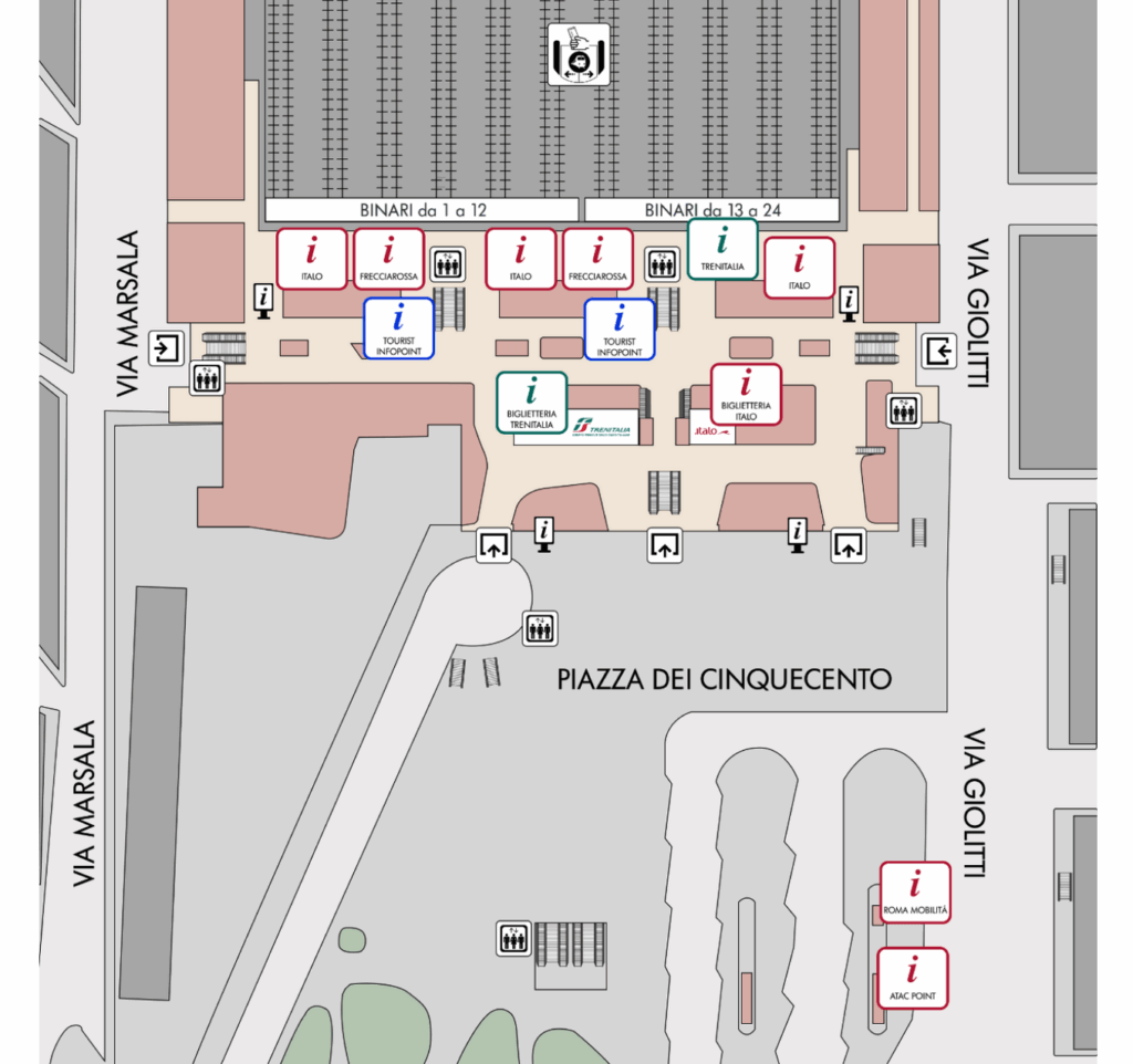 Mapa da estação Roma Termini