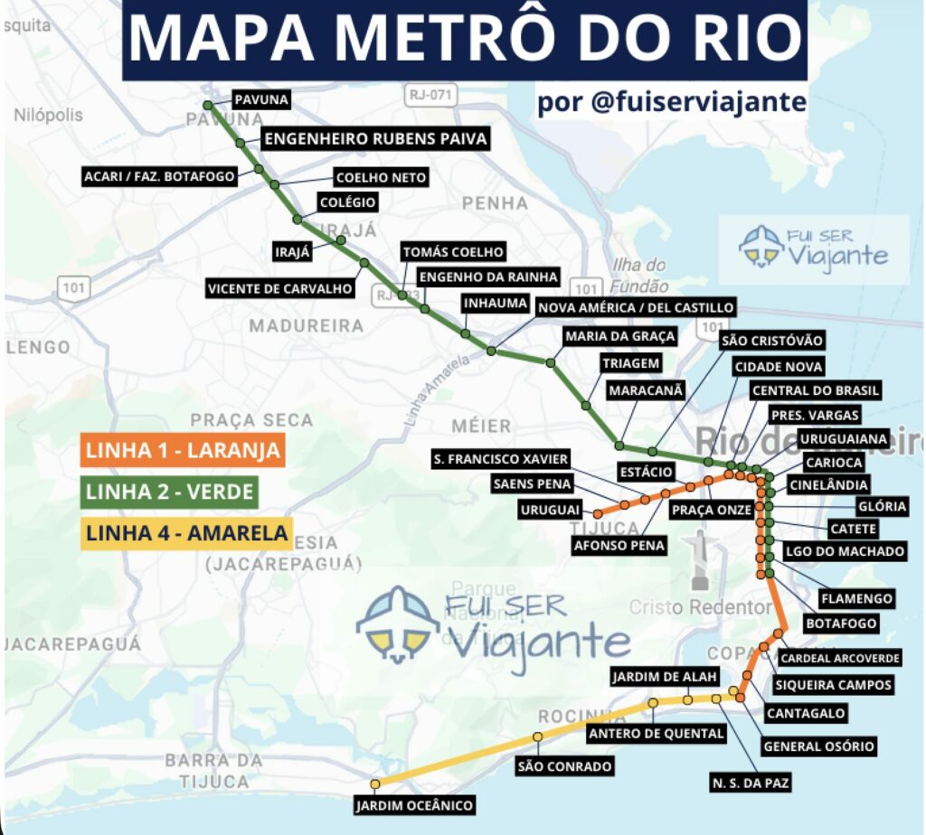 Mapa metrô do Rio de Janeiro