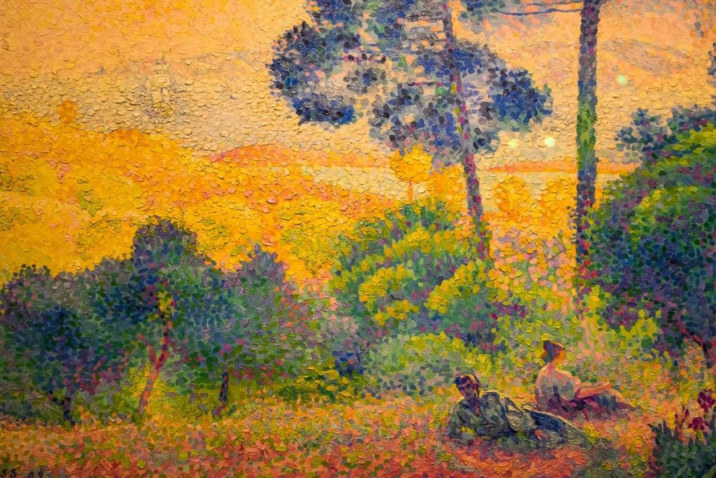 Foto da pintura No Jardim em Giverny, de Monet (1895). Registro de Fui ser viajante