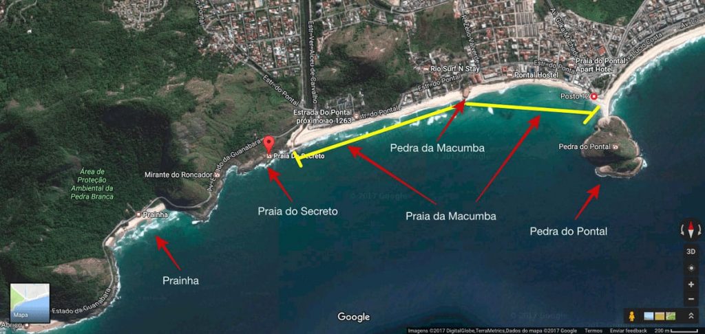 Mapa como chegar na Praia do Secreto Rio de Janeiro